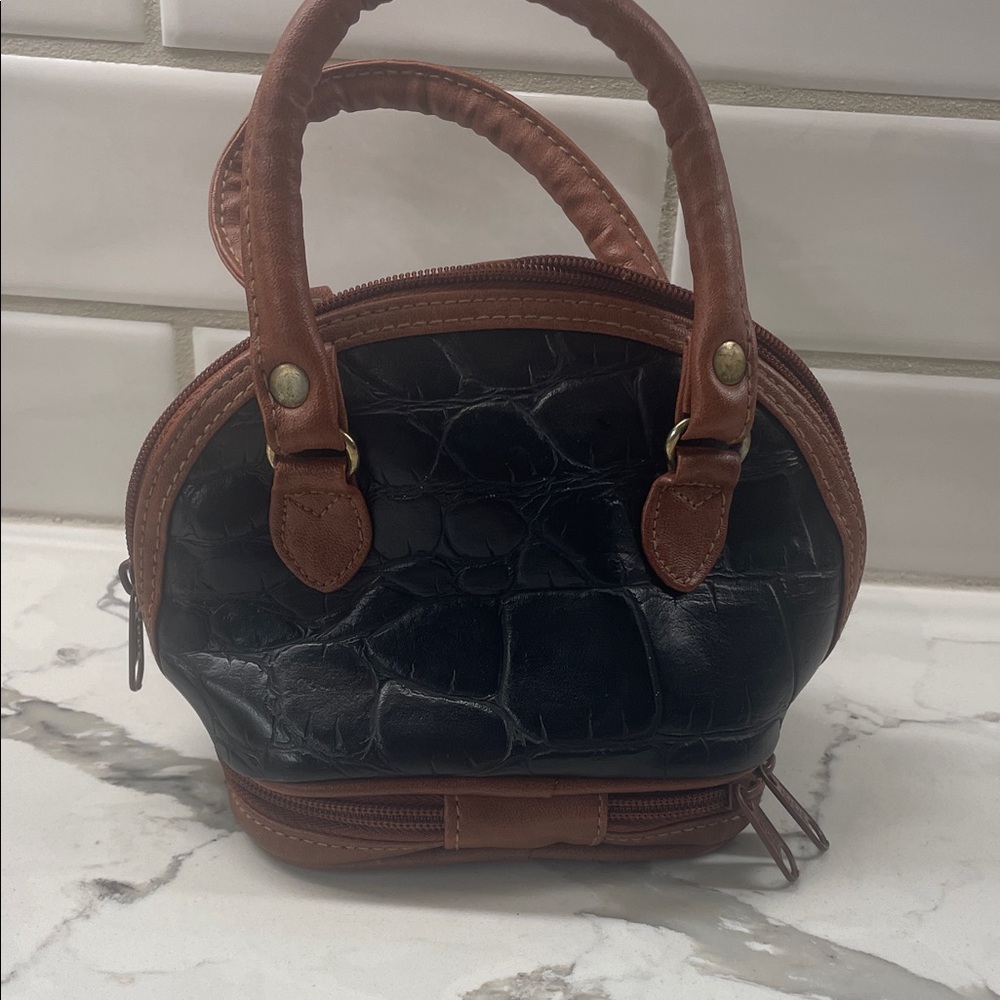 Elegant Black and Brown Mini Handbag - Picture 2 of 5